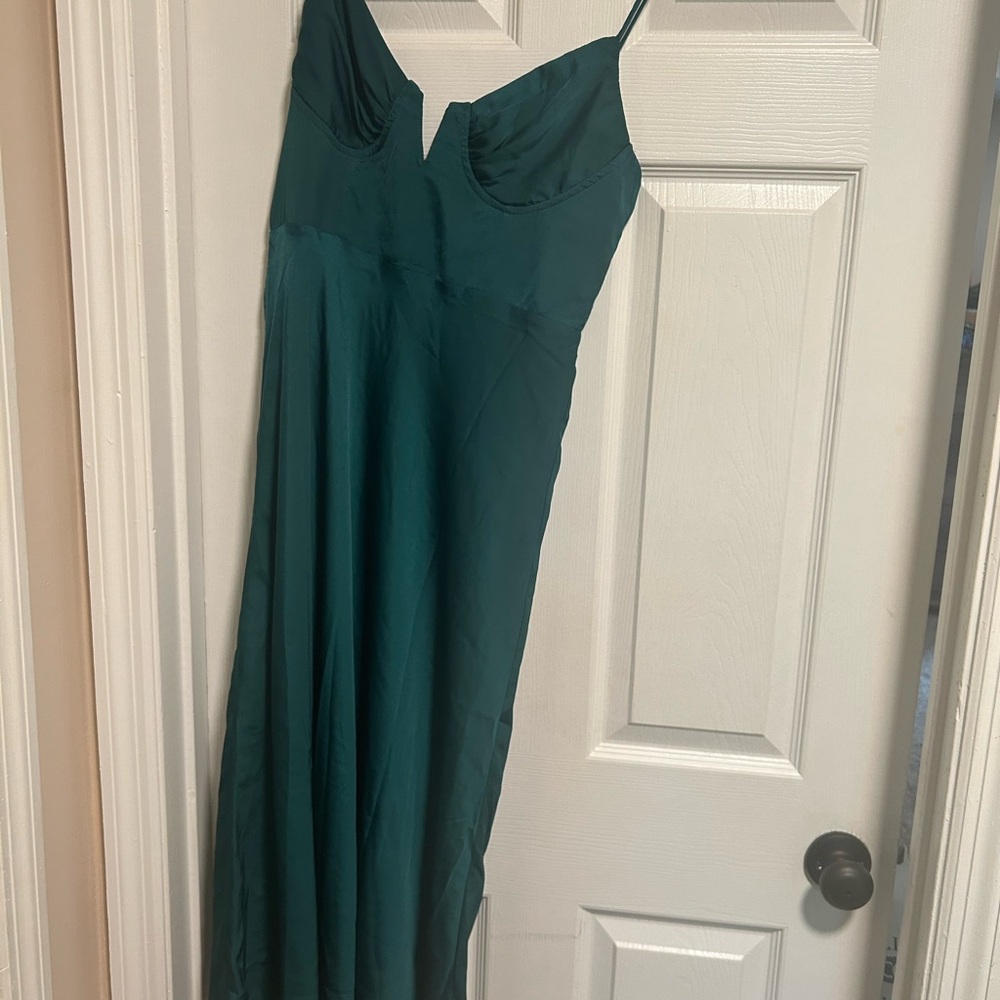 Elegant Teal Spaghetti Strap Dress